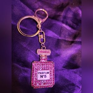 Pink Rhinestone Perfume Bag Charm/Keychain